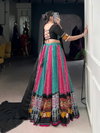 Pink Multicolour Pure Rayon Lehenga With Blouse Dupatta Navratri Collection LNB 1617 